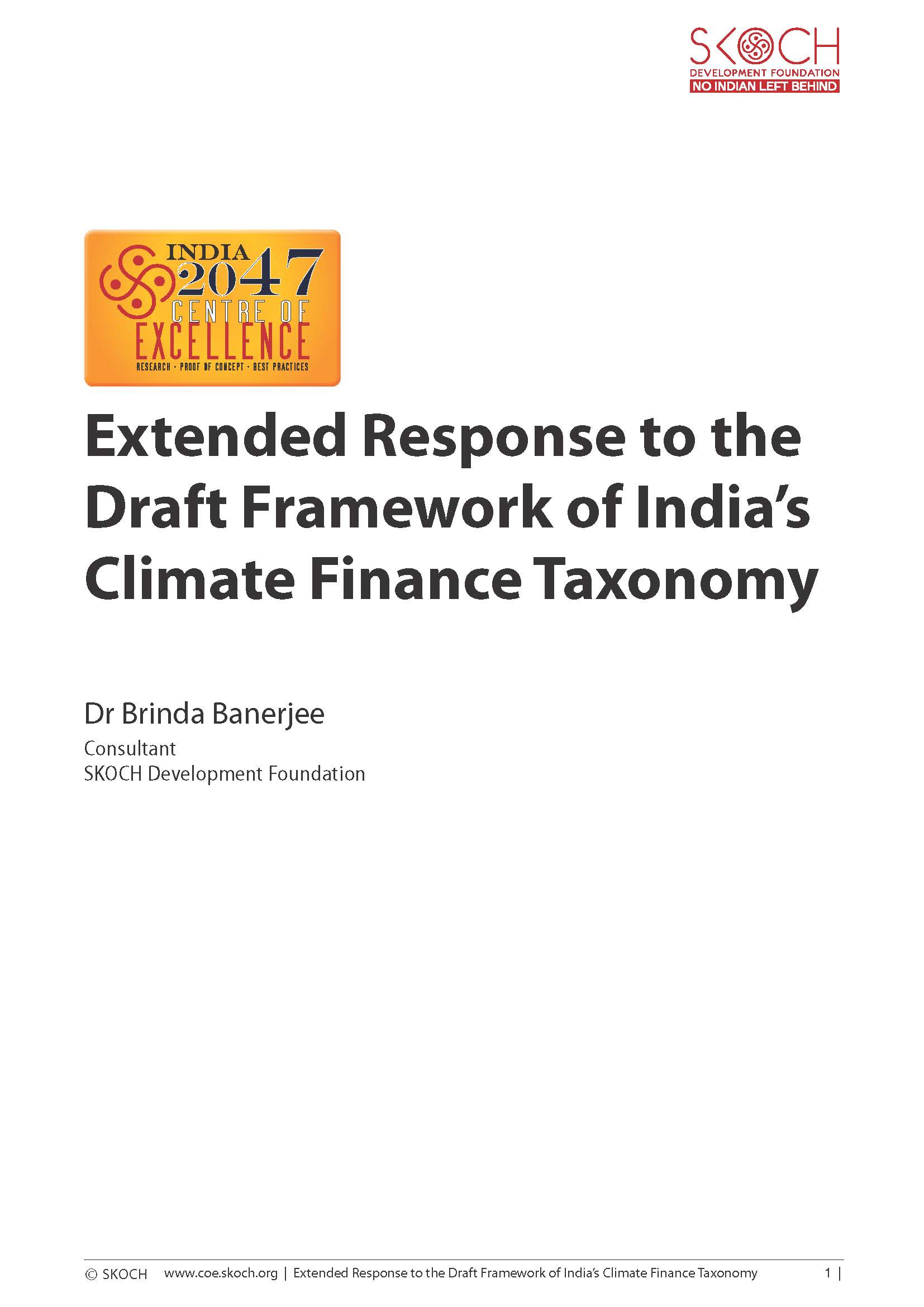 Extended Response to the Draft Framework of India's Climate Finance Taxonomy