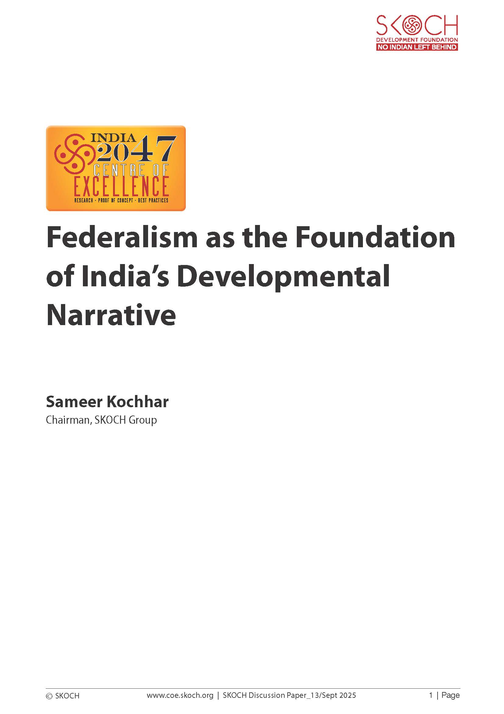 Federalism as the Foundation of India’s Developmental Narrative